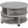 HOMCOM 2 Tier Round Side End Coffee Table Sector Divider Shelves Lamp Desk