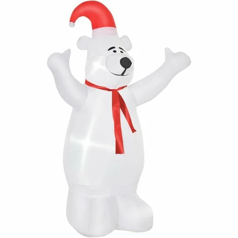 HOMCOM 6ft Tall Outdoor Inflatable Bear Airblown Projection Holiday Christmas Lawn Décor