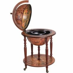 HOMCOM Large Globe Drink Cabinet Bar Mobile Wine Bottle Stand W/ 4 Wheels
