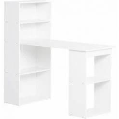 HOMCOM 120cm Modern Computer Desk Bookshelf Writing Table Workstation 6 Shelves